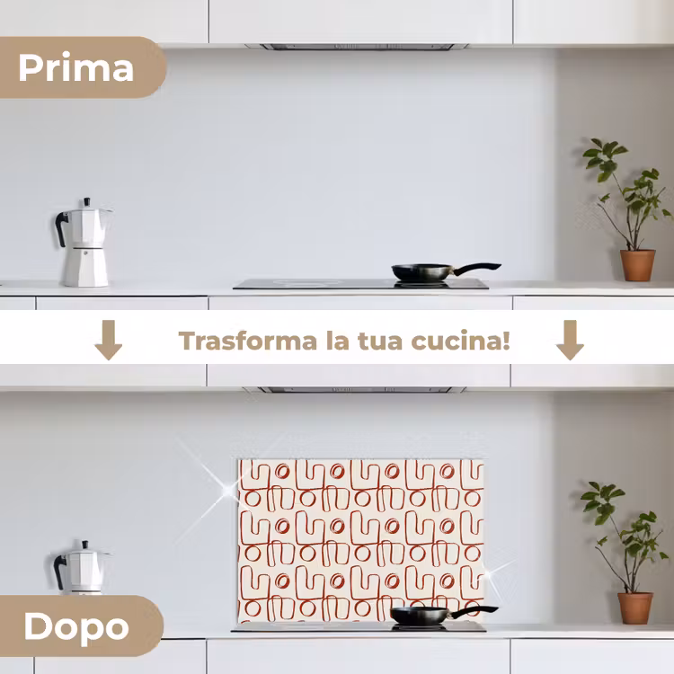 Paraschizzi cucina - Astratto - Motivo - Beige - Rosso — 7