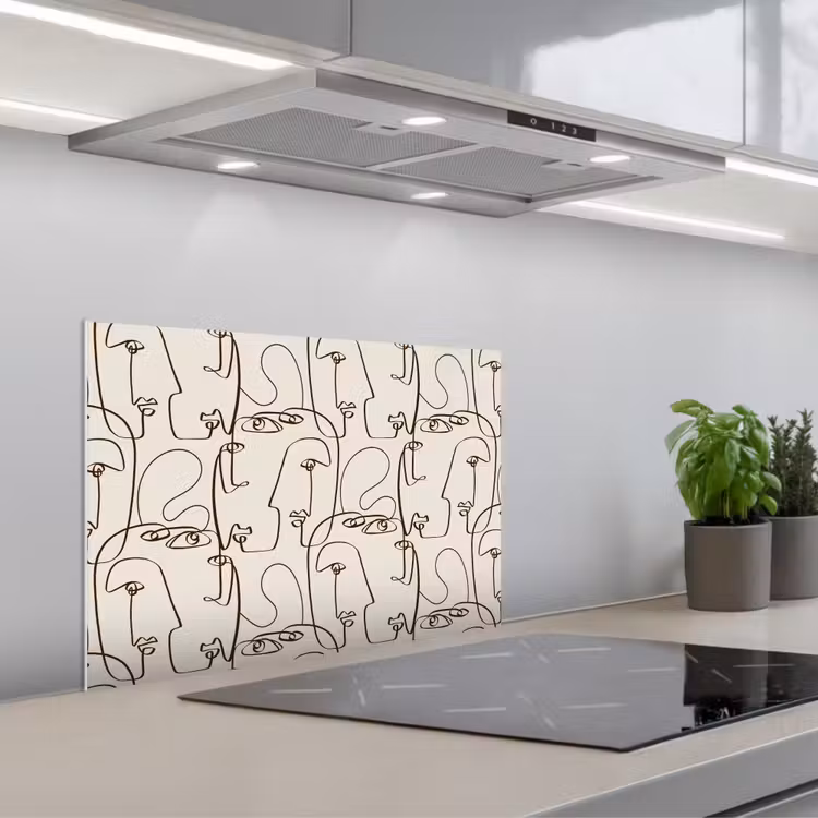Paraschizzi cucina - Beige - Viso - Linee - Marrone — 1