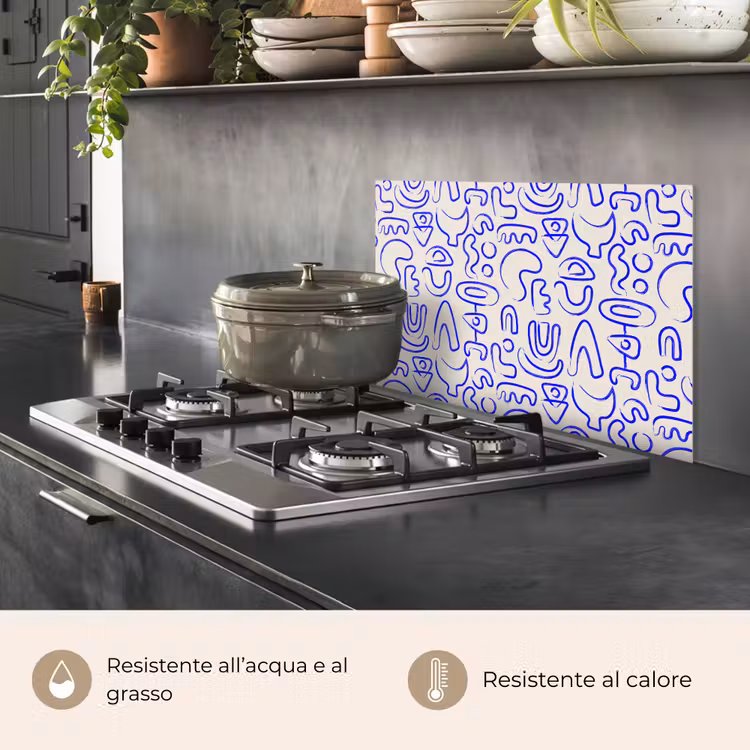 Paraschizzi cucina - Blu - Motivo - Astratto - Beige — 2