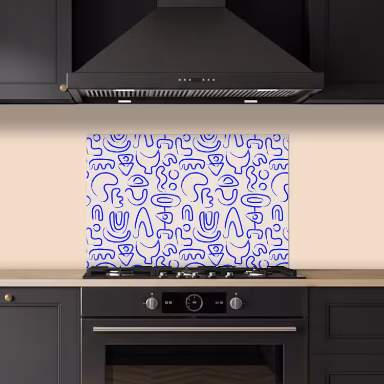 Paraschizzi cucina - Blu - Motivo - Astratto - Beige — 5