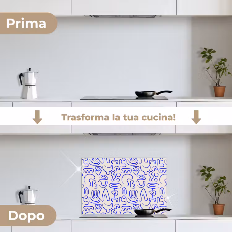 Paraschizzi cucina - Blu - Motivo - Astratto - Beige — 7