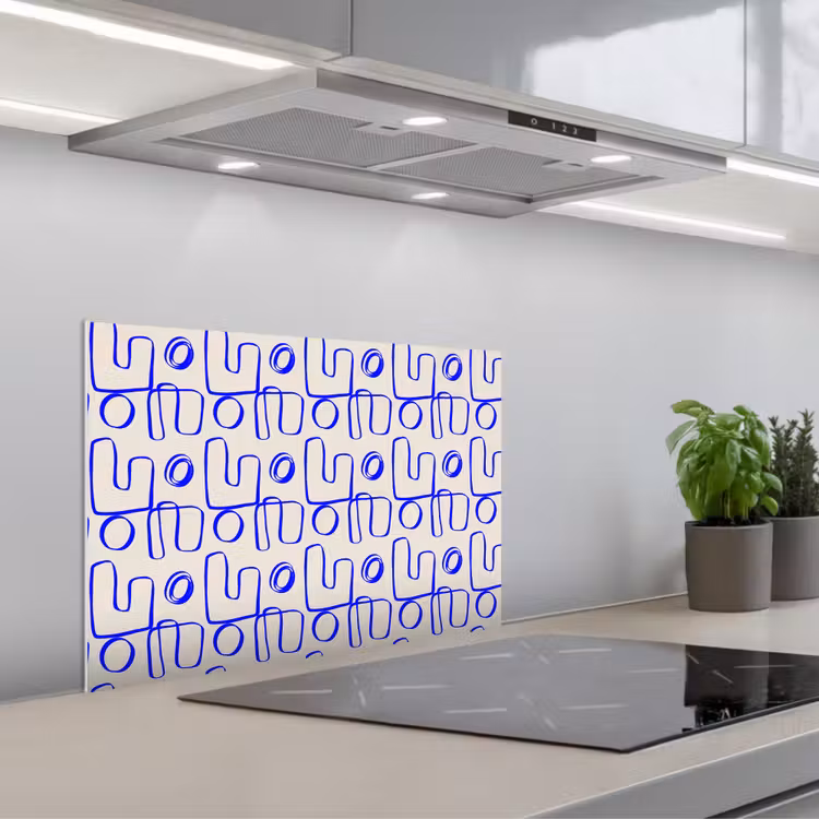 Paraschizzi cucina - Blu - Motivo - Beige - Astratto — 1