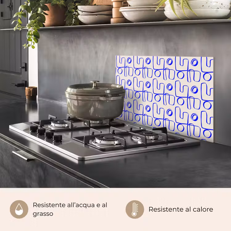 Paraschizzi cucina - Blu - Motivo - Beige - Astratto — 2