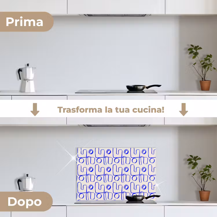 Paraschizzi cucina - Blu - Motivo - Beige - Astratto — 7