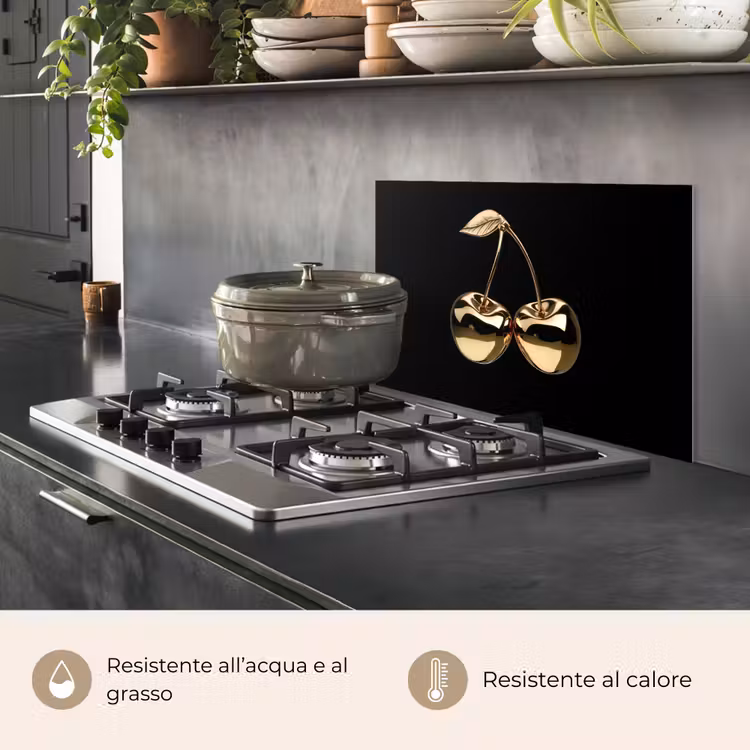 Paraschizzi cucina - Ciliegio - Nero - Oro - Cromo — 2