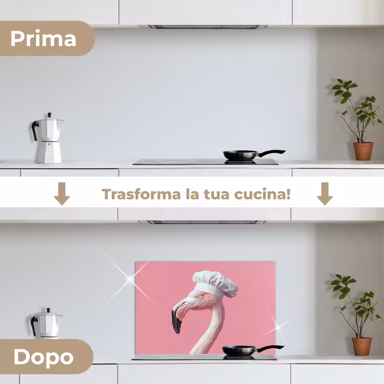 Paraschizzi cucina - Fenicottero - Rosa - Cappello da cuoco - Uccello — 7