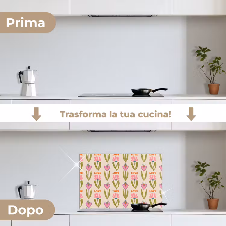 Paraschizzi cucina - Amore - Motivo - Fiori - Cuori — 7