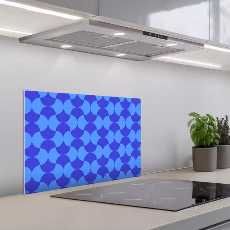 Paraschizzi cucina - Blu - Volti di luna - Motivo — 1