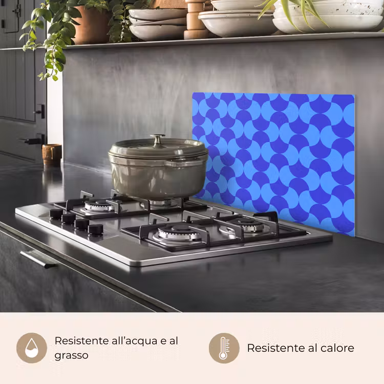 Paraschizzi cucina - Blu - Volti di luna - Motivo — 2