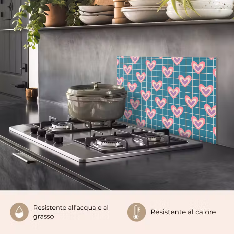 Paraschizzi cucina - Cuori - Griglia - Motivo - Blu — 2