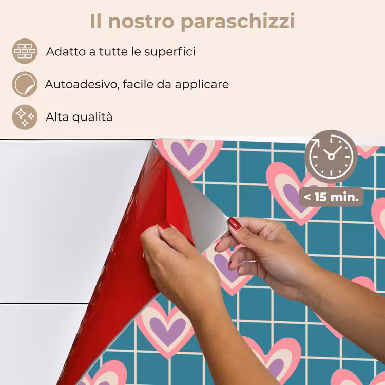 Paraschizzi cucina - Cuori - Griglia - Motivo - Blu — 4