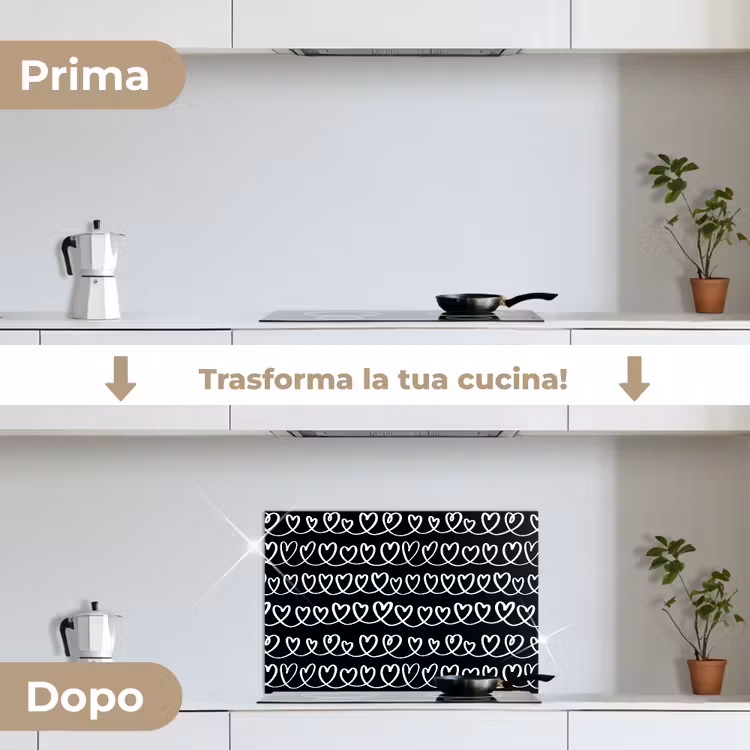 Paraschizzi cucina - Cuori - Interlacciati - Nero - Bianco — 7