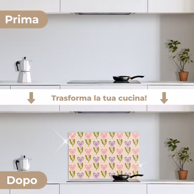 Paraschizzi cucina - Fiori - Cuori - Motivo — 7