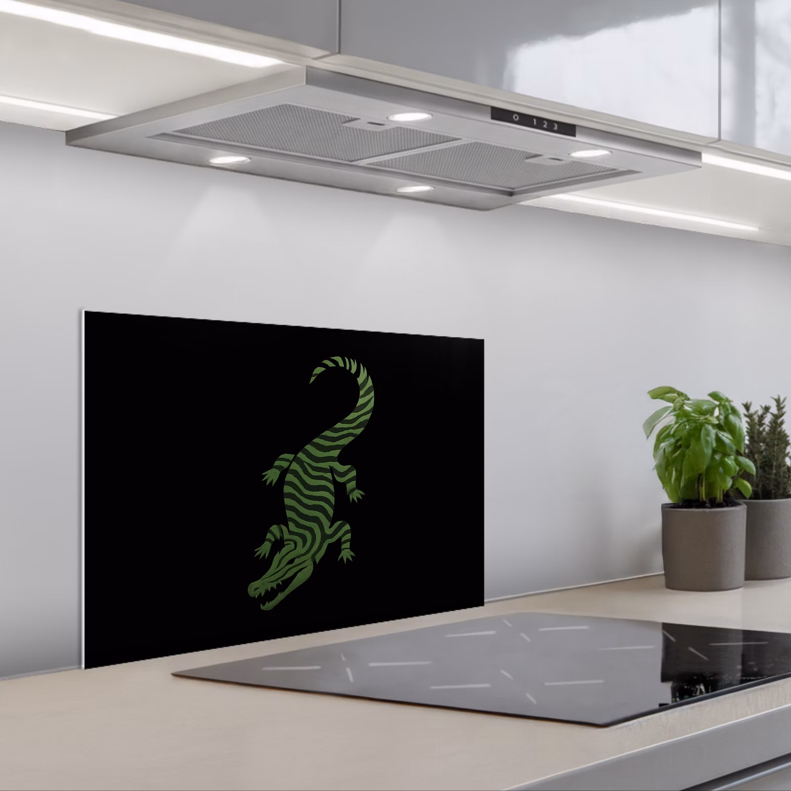 Paraschizzi cucina - Coccodrillo - Verde - Tigrato - A strisce — 1