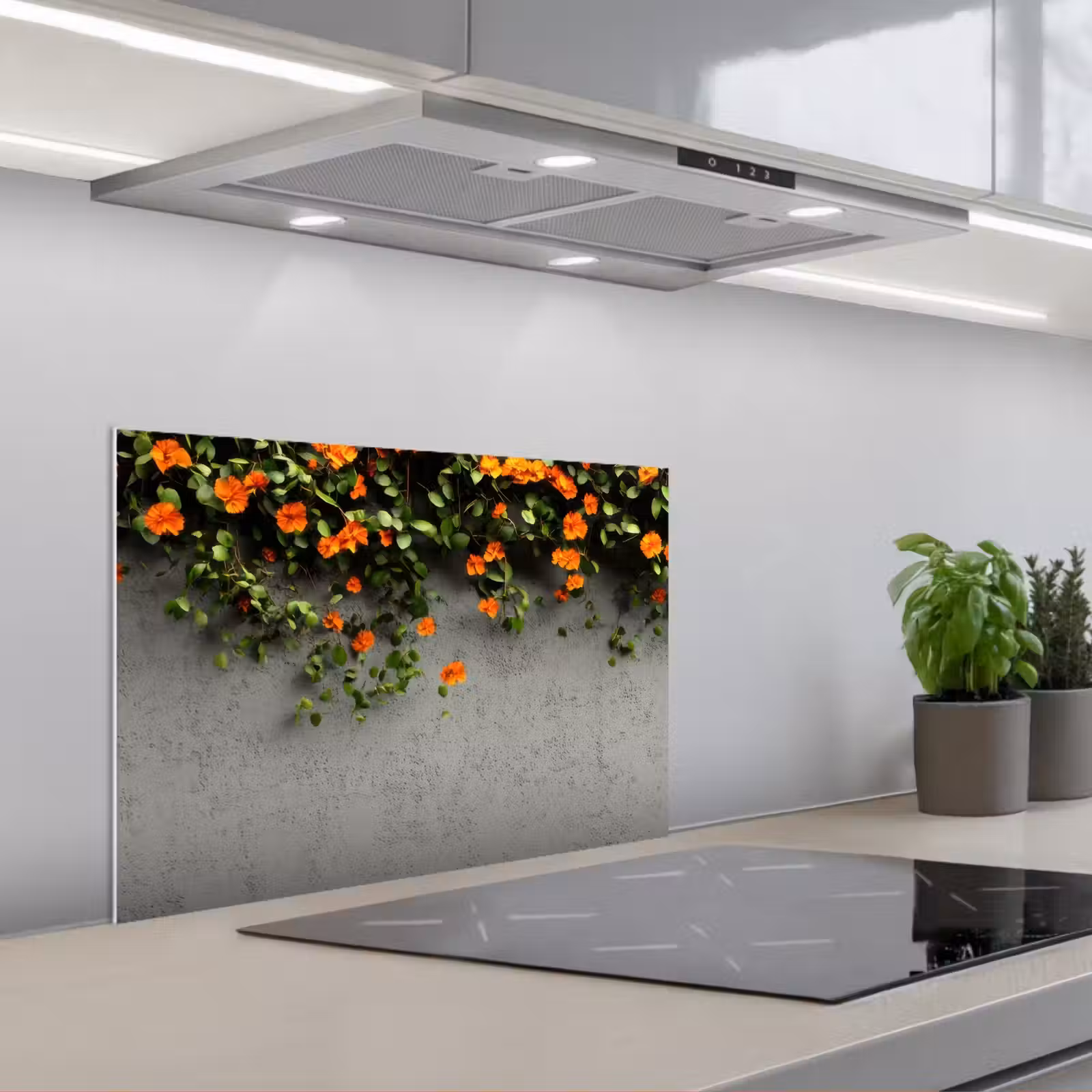 Paraschizzi cucina - Fiori - Parete - Arancione — 1