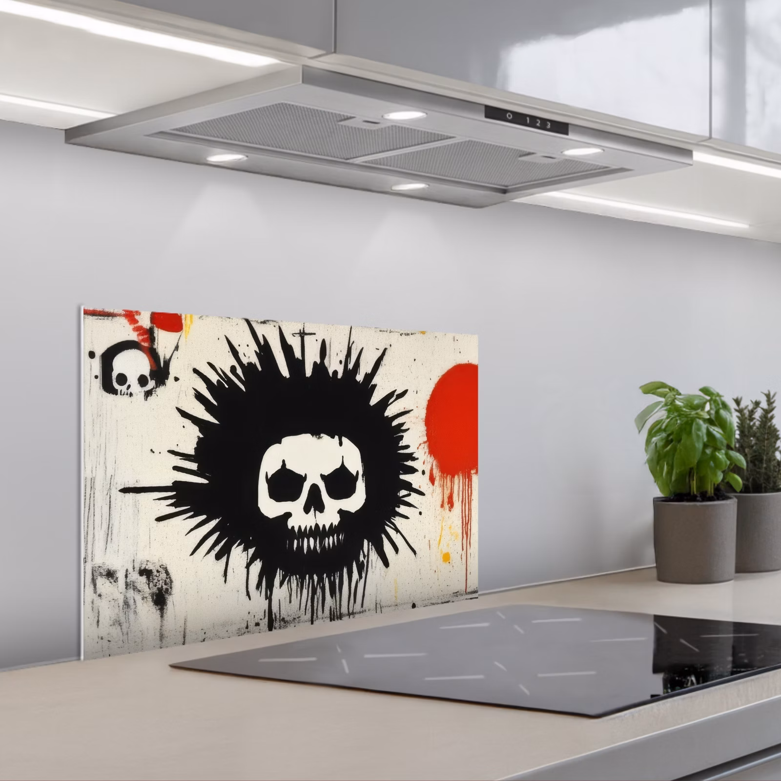 Paraschizzi cucina - Graffiti - Teschio - Astratto - Rosso — 1