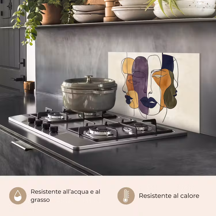 Paraschizzi cucina - Astratto - Facce sovrapposte - Viola - Verde scuro — 2