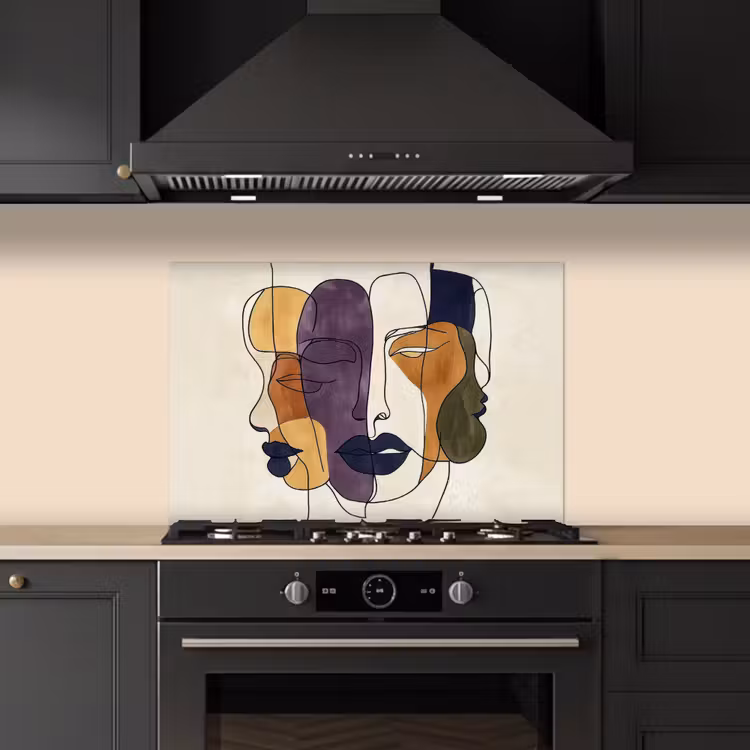 Paraschizzi cucina - Astratto - Facce sovrapposte - Viola - Verde scuro — 5