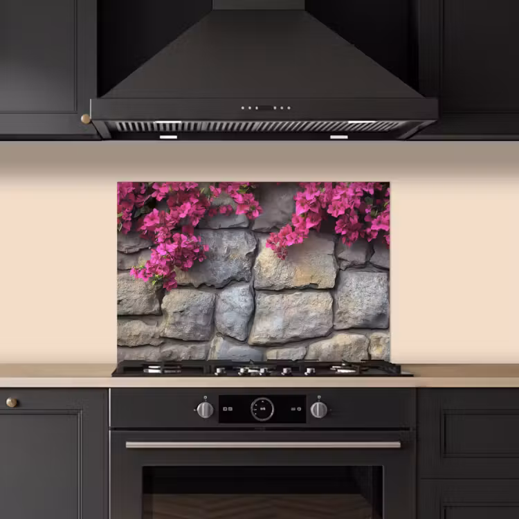 Paraschizzi cucina - Bougainvillea - Muro di pietra - Rosa — 5