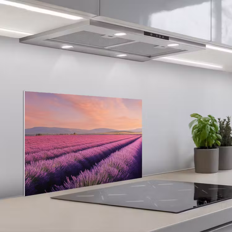 Paraschizzi cucina - Campo di lavanda - Tramonto - Viola - Fiori — 1