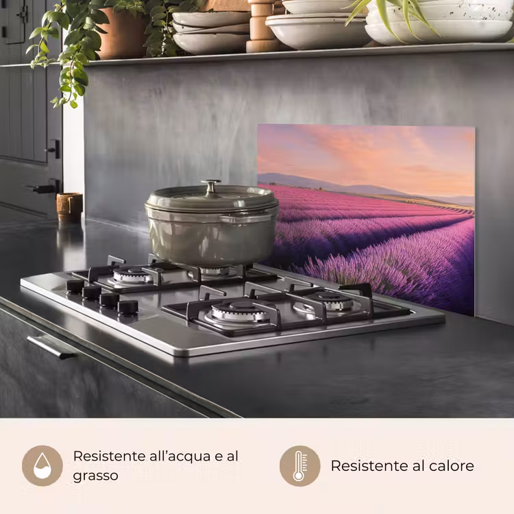 Paraschizzi cucina - Campo di lavanda - Tramonto - Viola - Fiori — 2