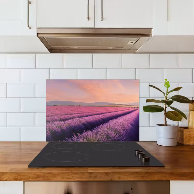 Paraschizzi cucina - Campo di lavanda - Tramonto - Viola - Fiori — 3