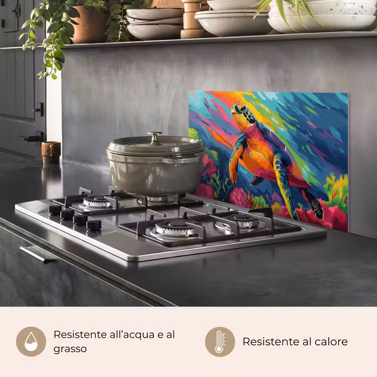 Paraschizzi cucina - Corallo - Tartaruga - Astratto - Acqua — 2