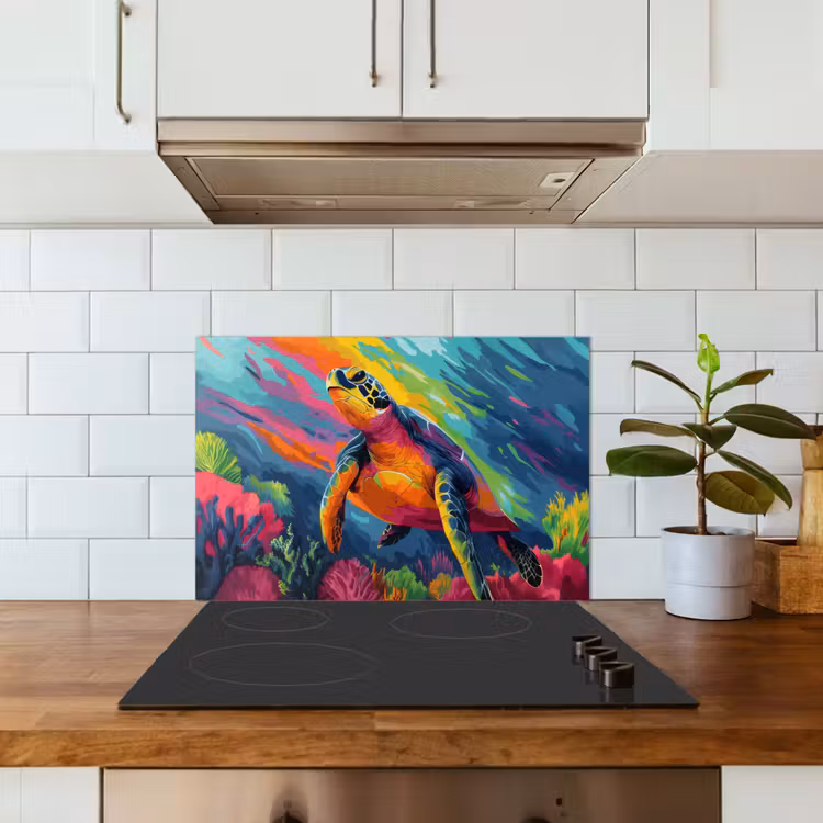 Paraschizzi cucina - Corallo - Tartaruga - Astratto - Acqua — 3
