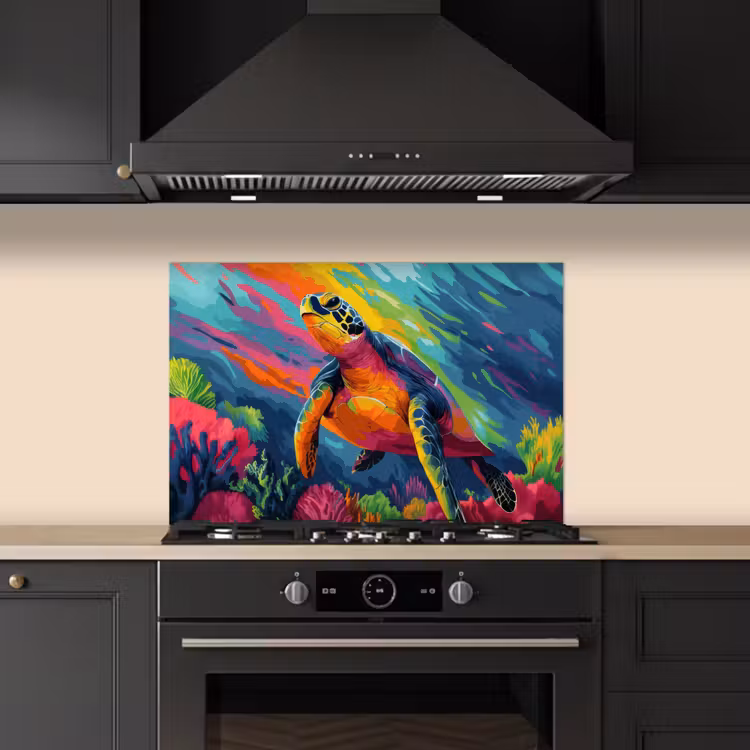 Paraschizzi cucina - Corallo - Tartaruga - Astratto - Acqua — 5