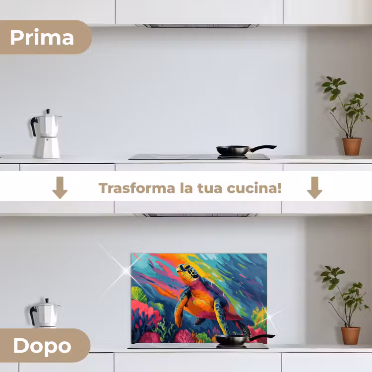 Paraschizzi cucina - Corallo - Tartaruga - Astratto - Acqua — 7