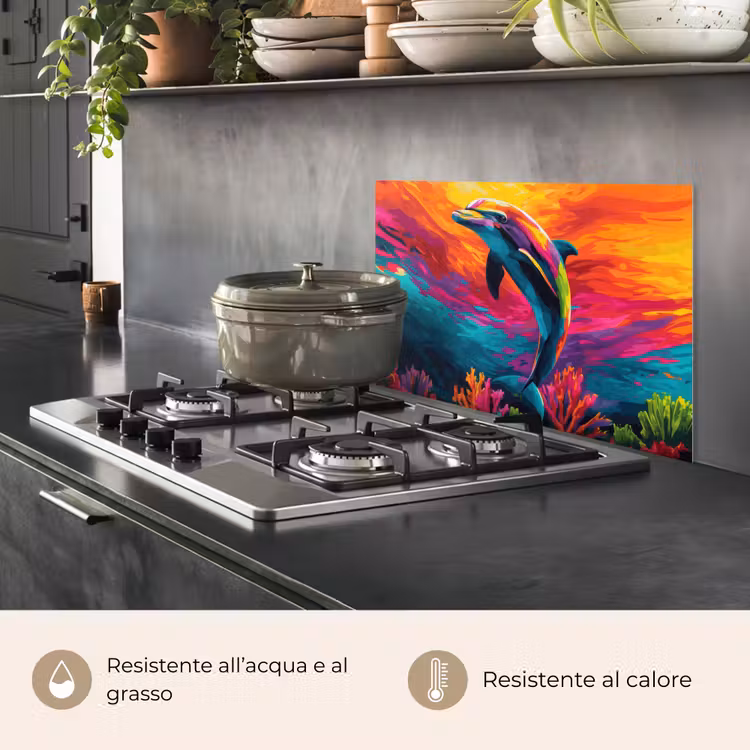 Paraschizzi cucina - Delfino - Colorato - Oceano - Corallo — 2