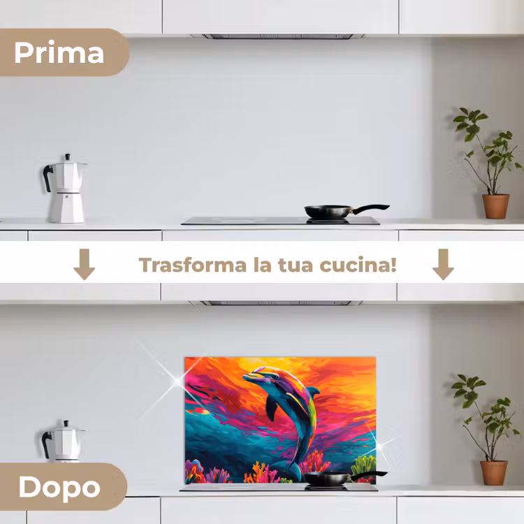 Paraschizzi cucina - Delfino - Colorato - Oceano - Corallo — 7