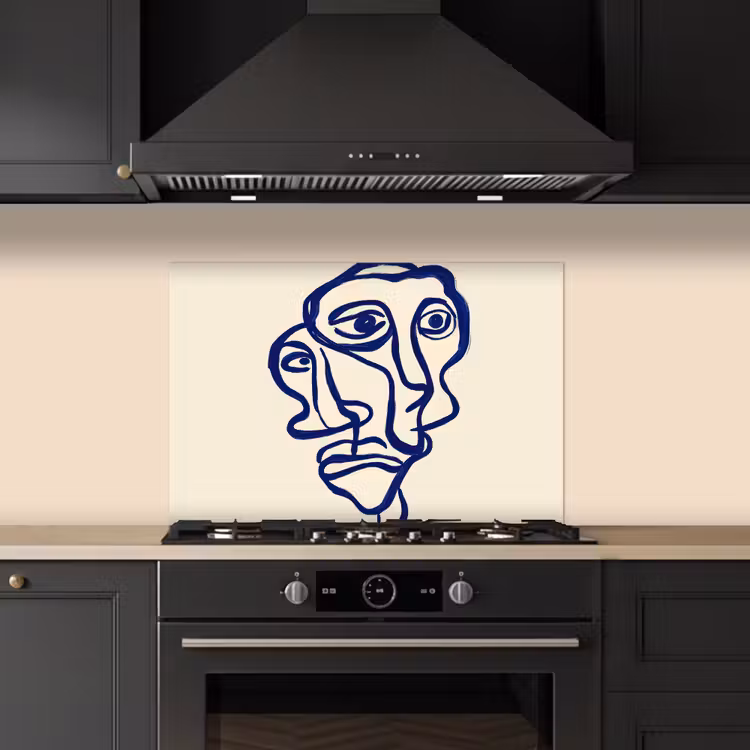 Paraschizzi cucina - Disegno a linee - Facce sovrapposte - Blu scuro — 5