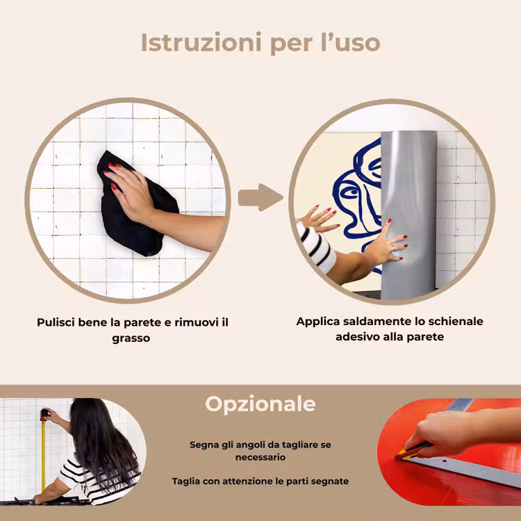 Paraschizzi cucina - Disegno a linee - Facce sovrapposte - Blu scuro — 6