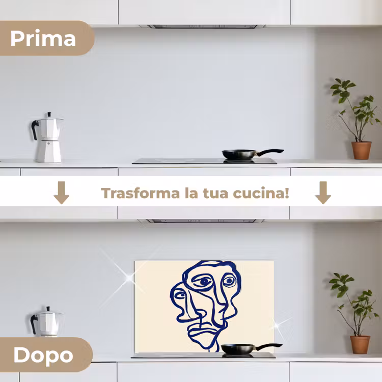 Paraschizzi cucina - Disegno a linee - Facce sovrapposte - Blu scuro — 7