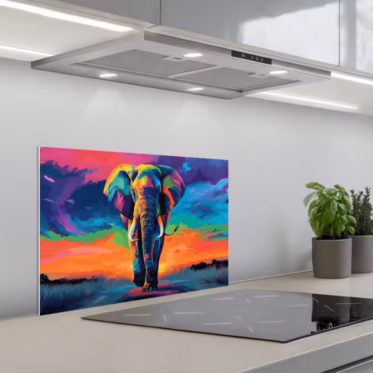 Paraschizzi cucina - Elefante - Colorato - Cielo - Astratto — 1