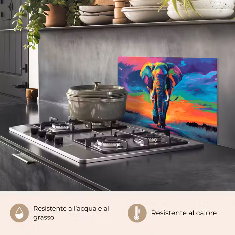 Paraschizzi cucina - Elefante - Colorato - Cielo - Astratto — 2