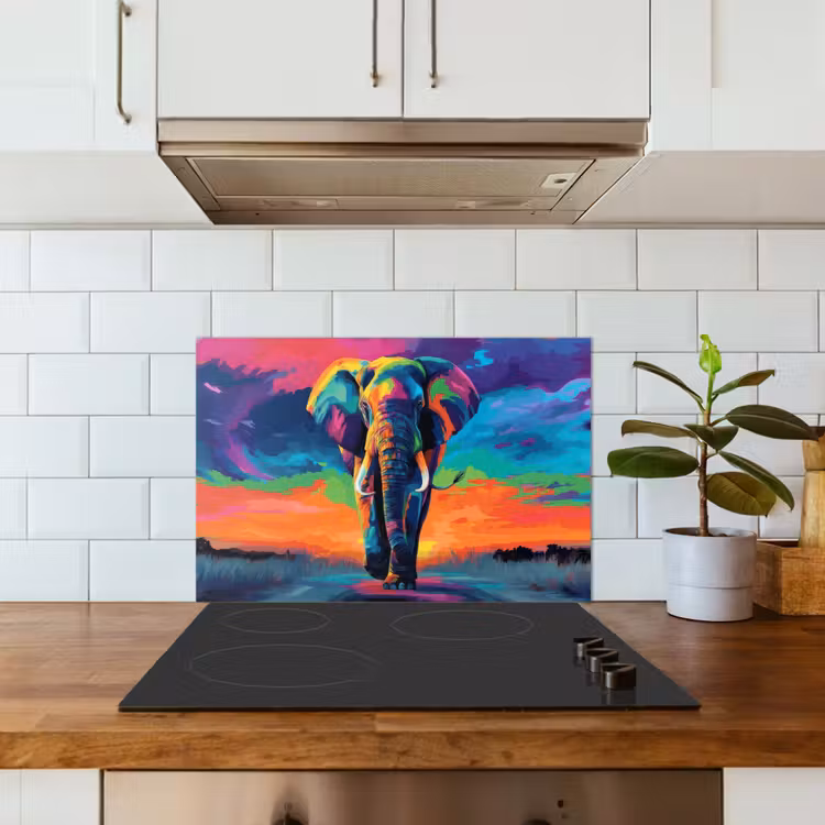 Paraschizzi cucina - Elefante - Colorato - Cielo - Astratto — 3