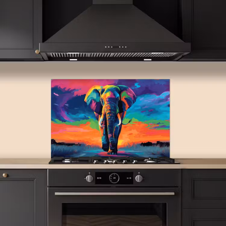 Paraschizzi cucina - Elefante - Colorato - Cielo - Astratto — 5