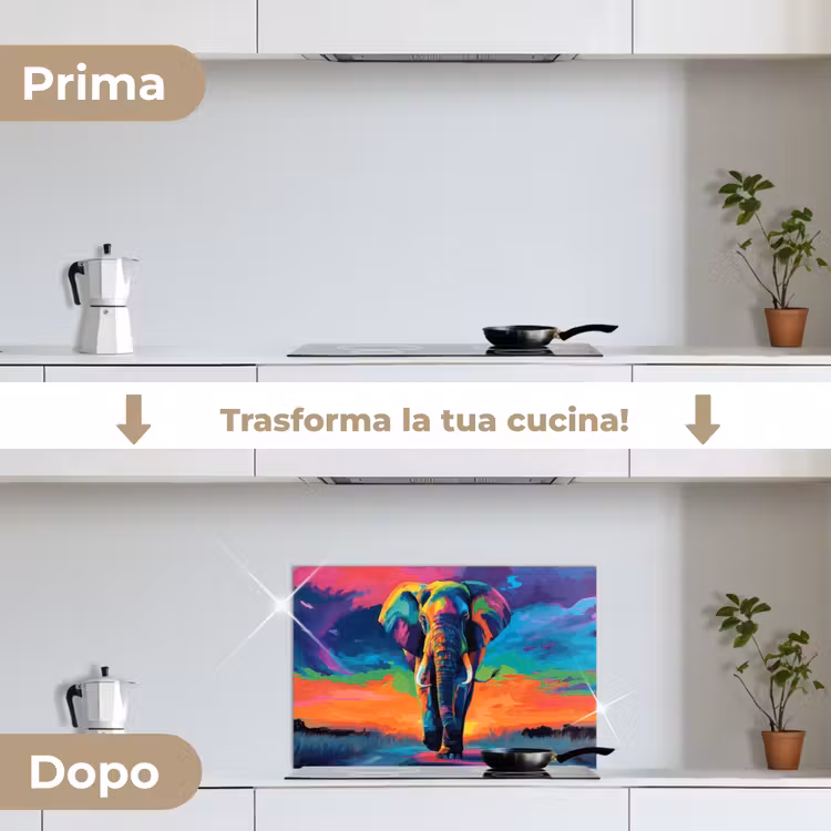Paraschizzi cucina - Elefante - Colorato - Cielo - Astratto — 7