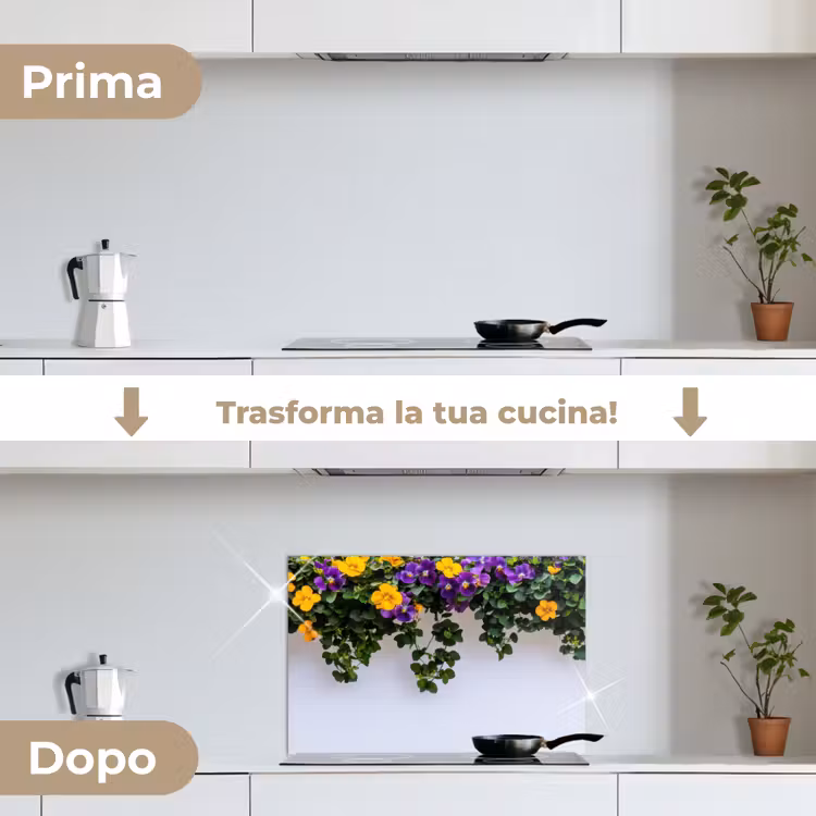 Paraschizzi cucina - Fiori - Muro - Giallo - Viola — 7