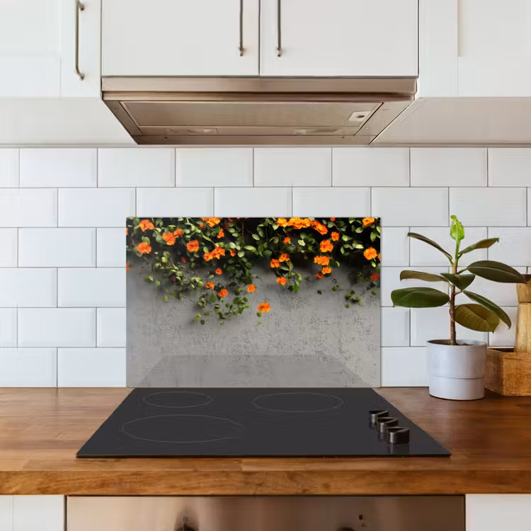 Paraschizzi cucina - Fiori - Parete - Arancione — 3