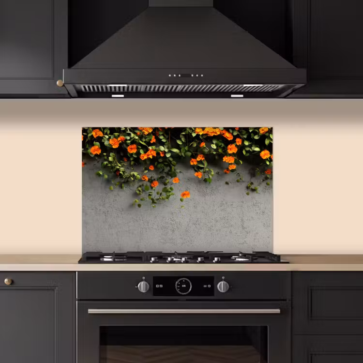 Paraschizzi cucina - Fiori - Parete - Arancione — 5