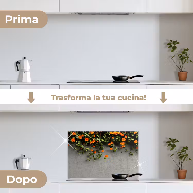Paraschizzi cucina - Fiori - Parete - Arancione — 7