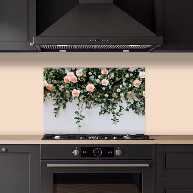 Paraschizzi cucina - Fiori - Parete - Rose - Verde — 5