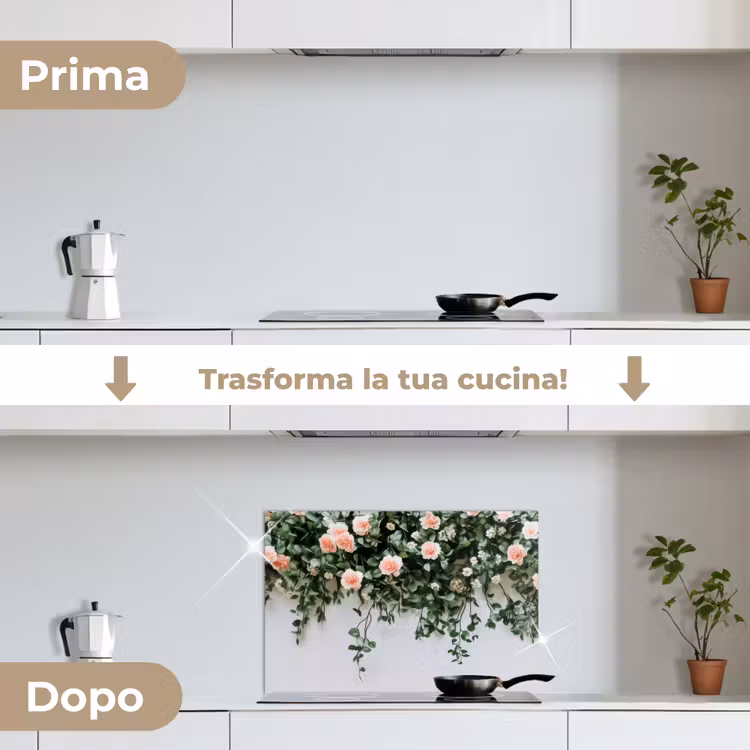 Paraschizzi cucina - Fiori - Parete - Rose - Verde — 7