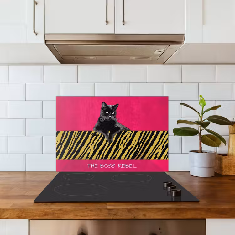 Paraschizzi cucina - Gatto - Capo - Rosa - Stampa tigre — 3