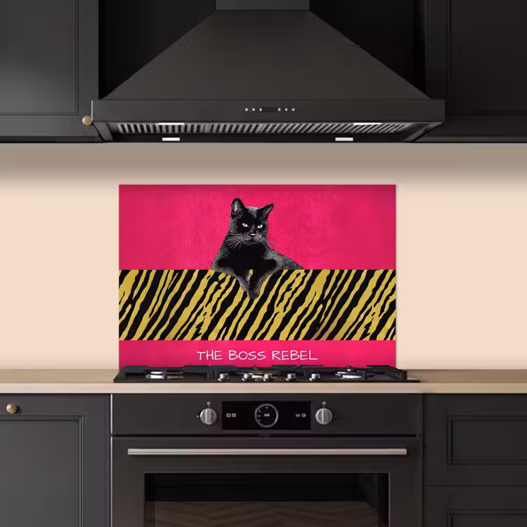 Paraschizzi cucina - Gatto - Capo - Rosa - Stampa tigre — 5