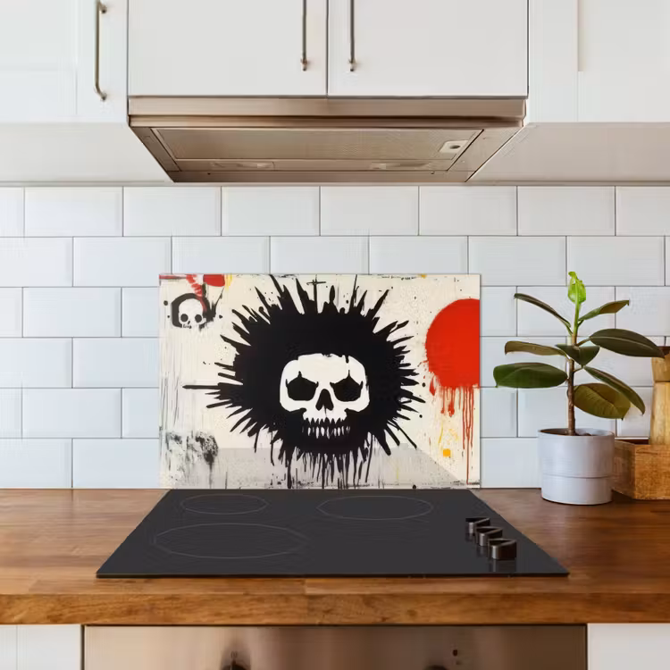Paraschizzi cucina - Graffiti - Teschio - Astratto - Rosso — 3