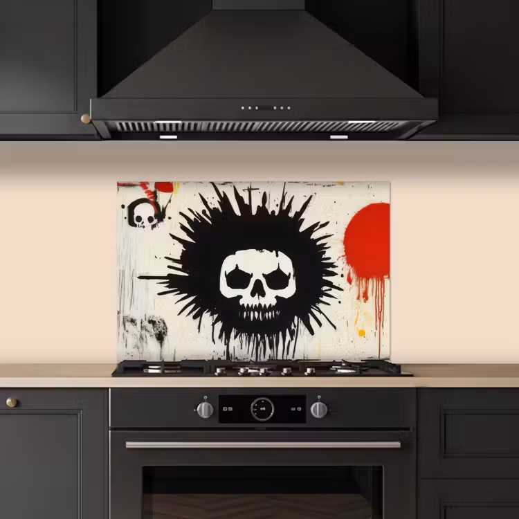Paraschizzi cucina - Graffiti - Teschio - Astratto - Rosso — 5